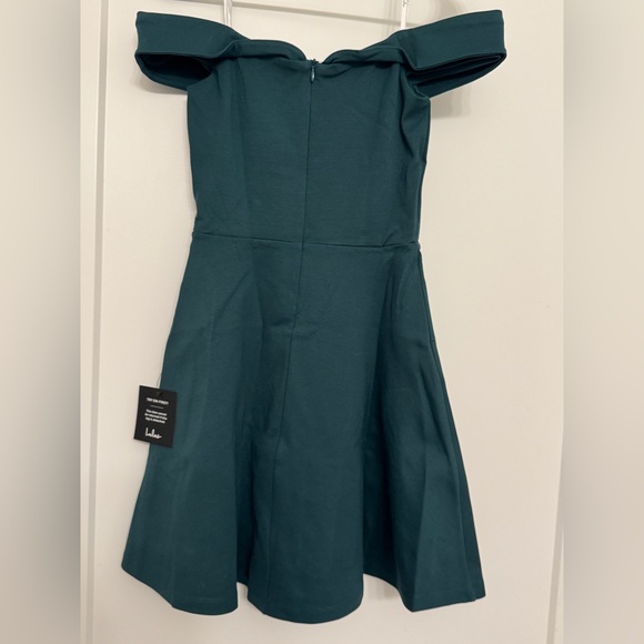 Lulu’s Season of Fun Forest Green Off-the-Shoulder Skater Dress - XS - Picture 2 of 4